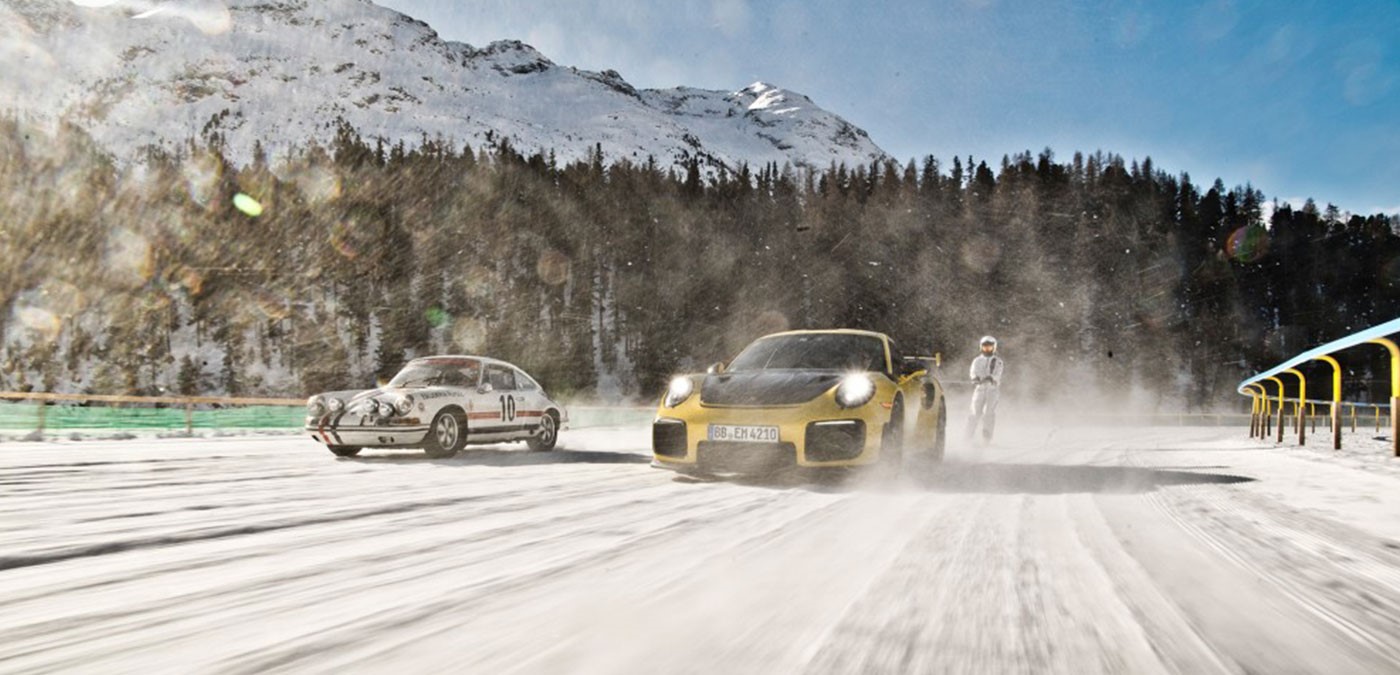 Skijoring in St. Moritz with Porsche